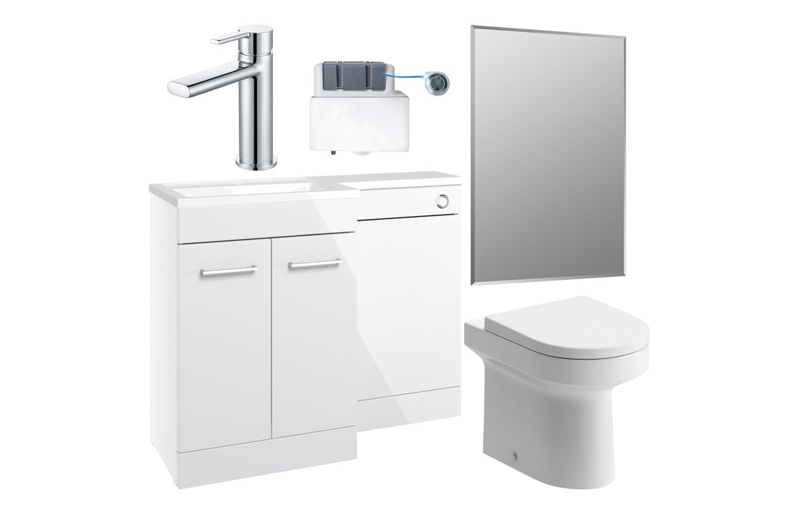 Bathroom Bundle | Venosa 1000mm Furniture & BTW WC Pack - White Gloss