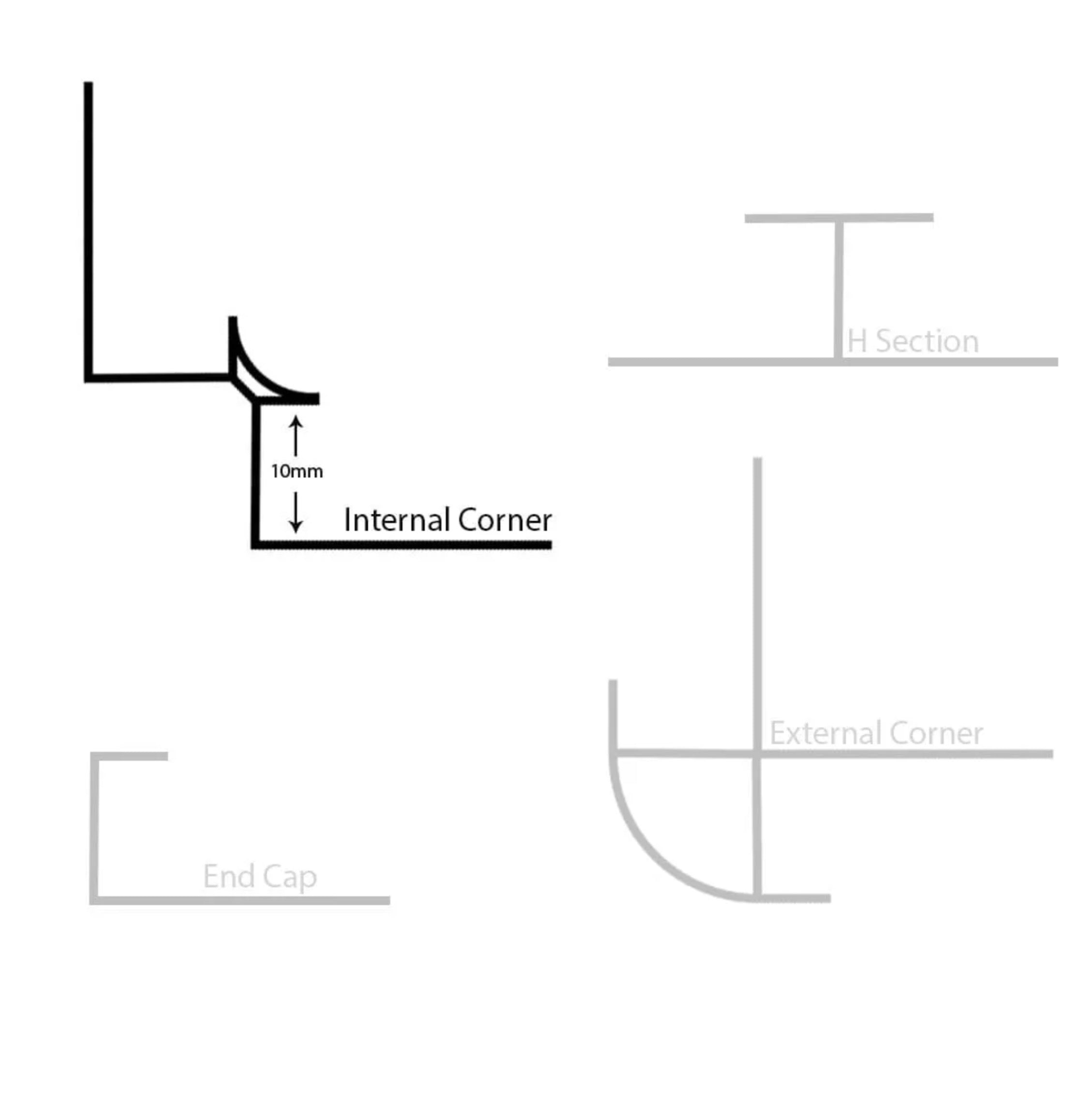 Metal Internal Corner Trim - Polished Chrome