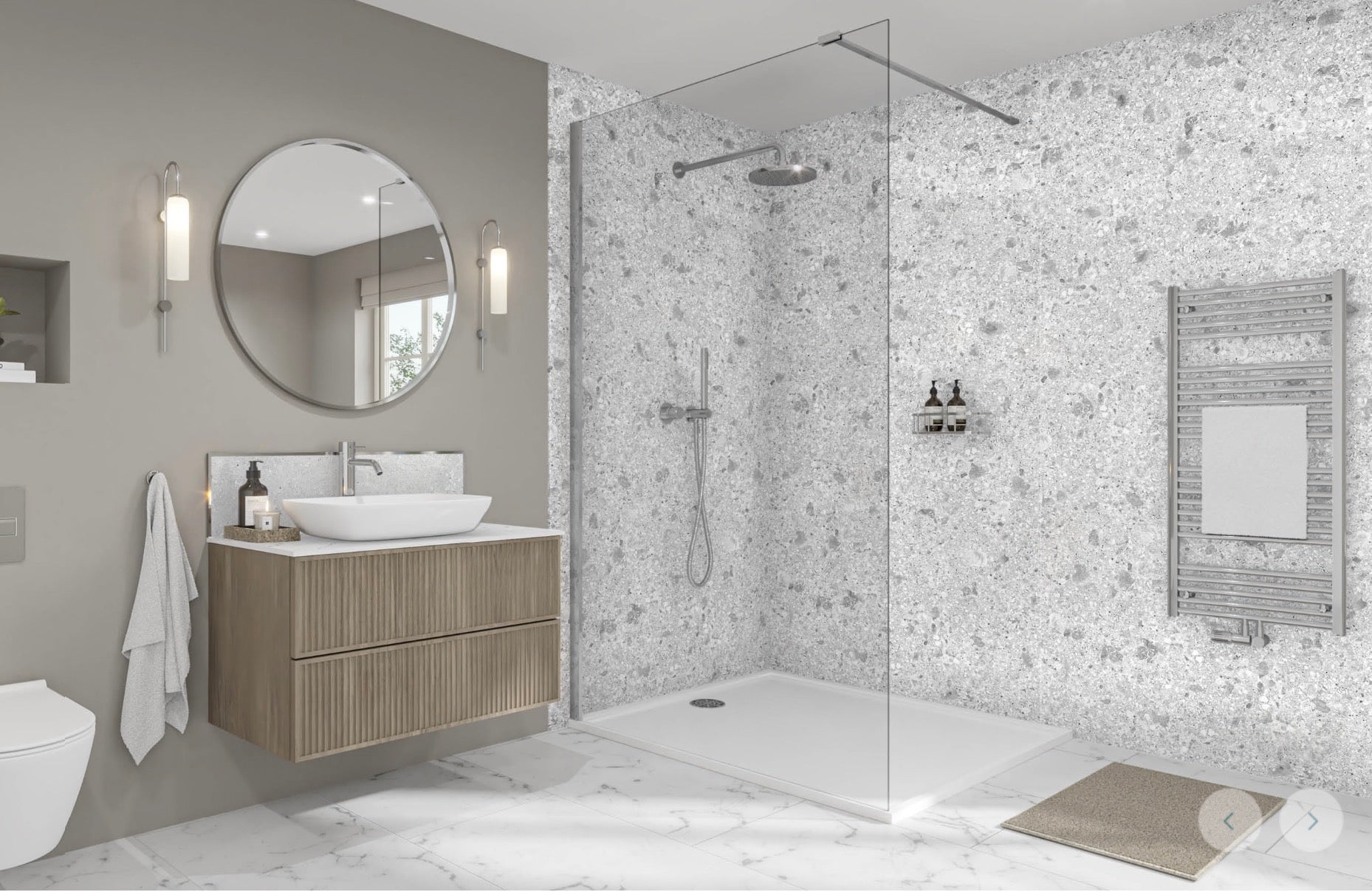 Wetwall Elite Stone & Concrete Collection - Quartzo Bianco | Gloss