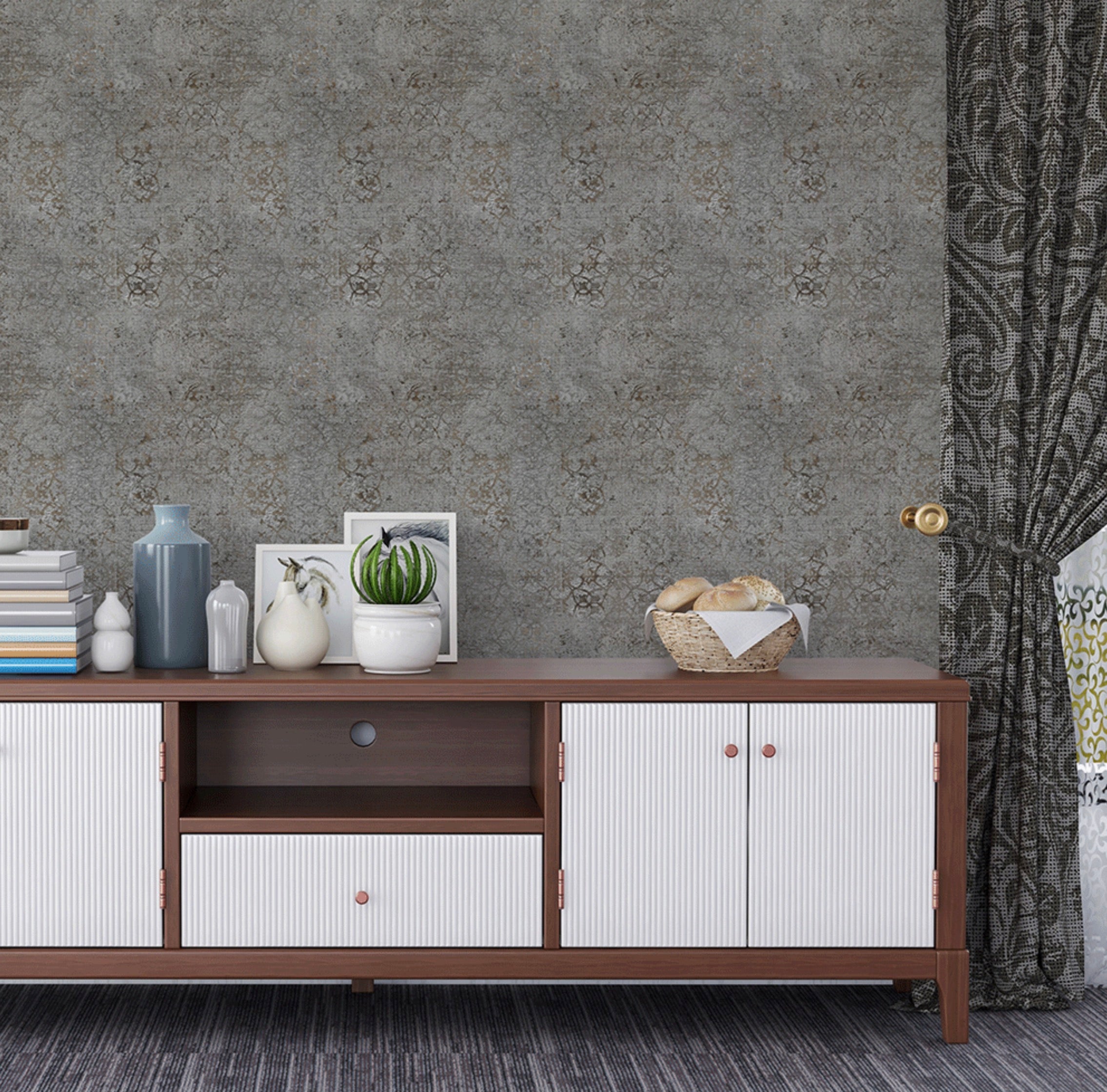 Decorwall Elegance Damask Range - Gilted Silver