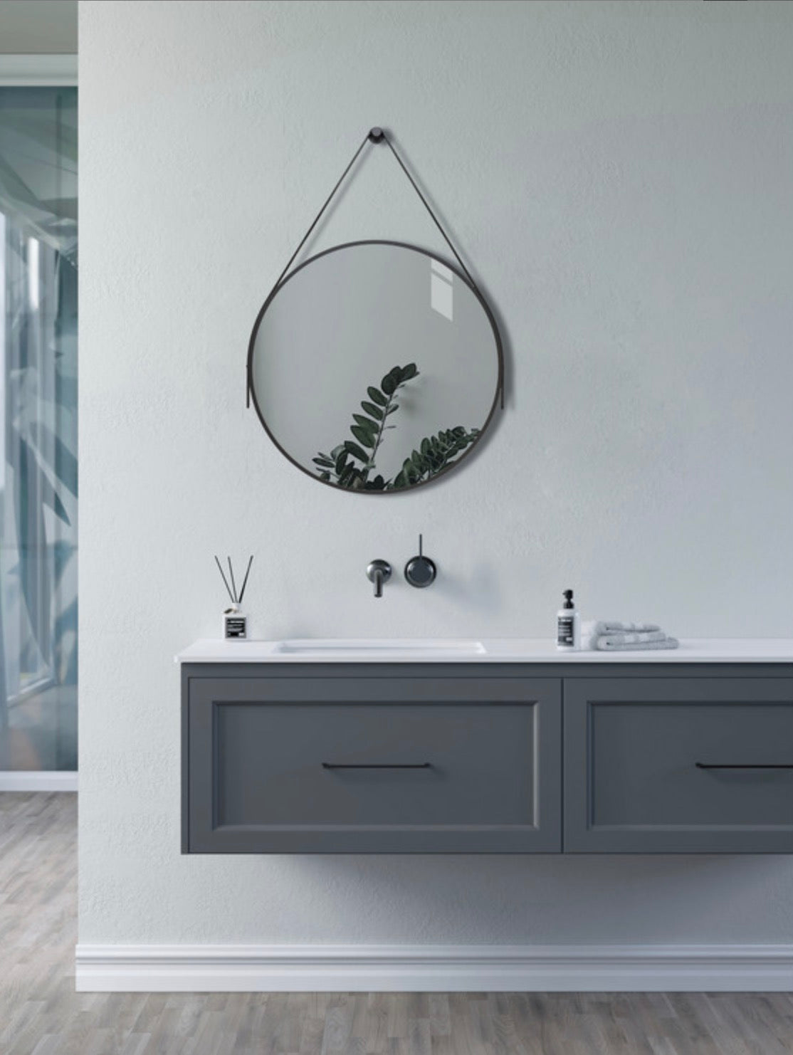 Mako 600mm Round Mirror - Matt Black