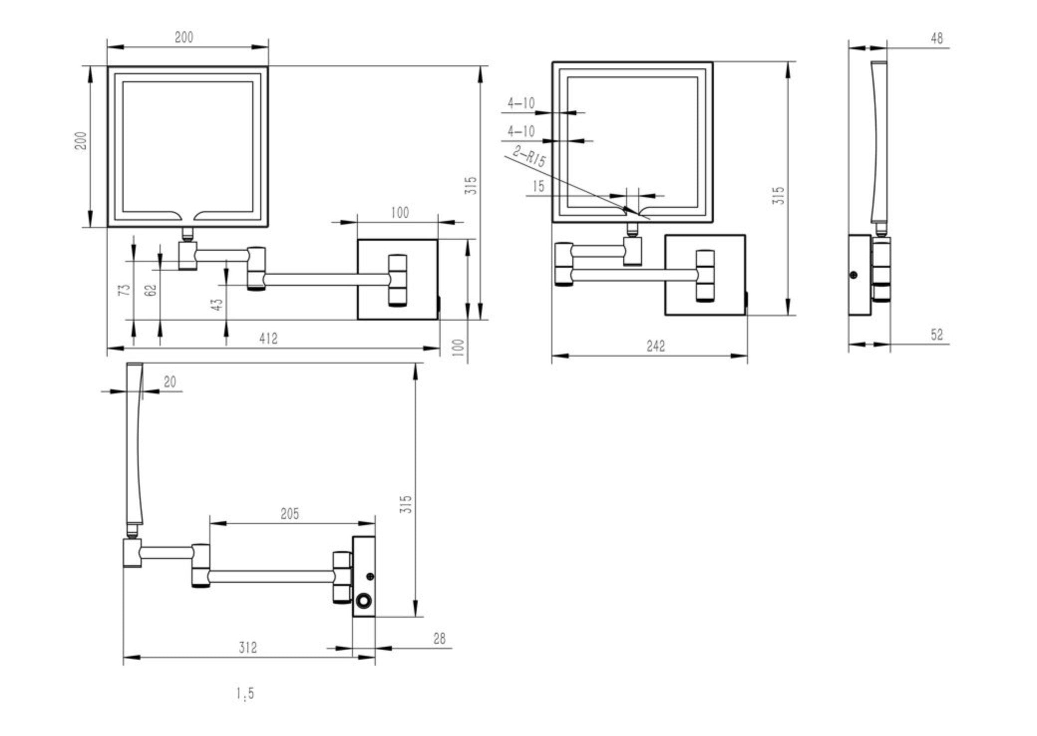 Hoshi Square LED Cosmetic Mirror - Chrome