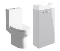 Bathroom Bundle | Volta 410mm F/S Basin Unit & C/C Toilet Pack - Grey Gloss