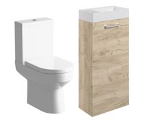 Bathroom Bundle | Volta 410mm F/S Basin Unit & C/C Toilet Pack - Oak