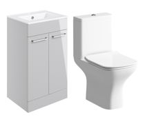 Bathroom Bundle | Volta 510mm Floor Standing Unit & Close Coupled WC Pack - Grey Gloss