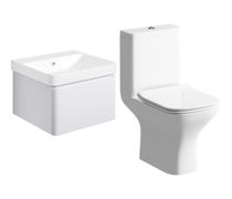 Bathroom Bundle | Cosmos 500mm Basin Unit & Rimless Close Coupled WC Pack - Matt White