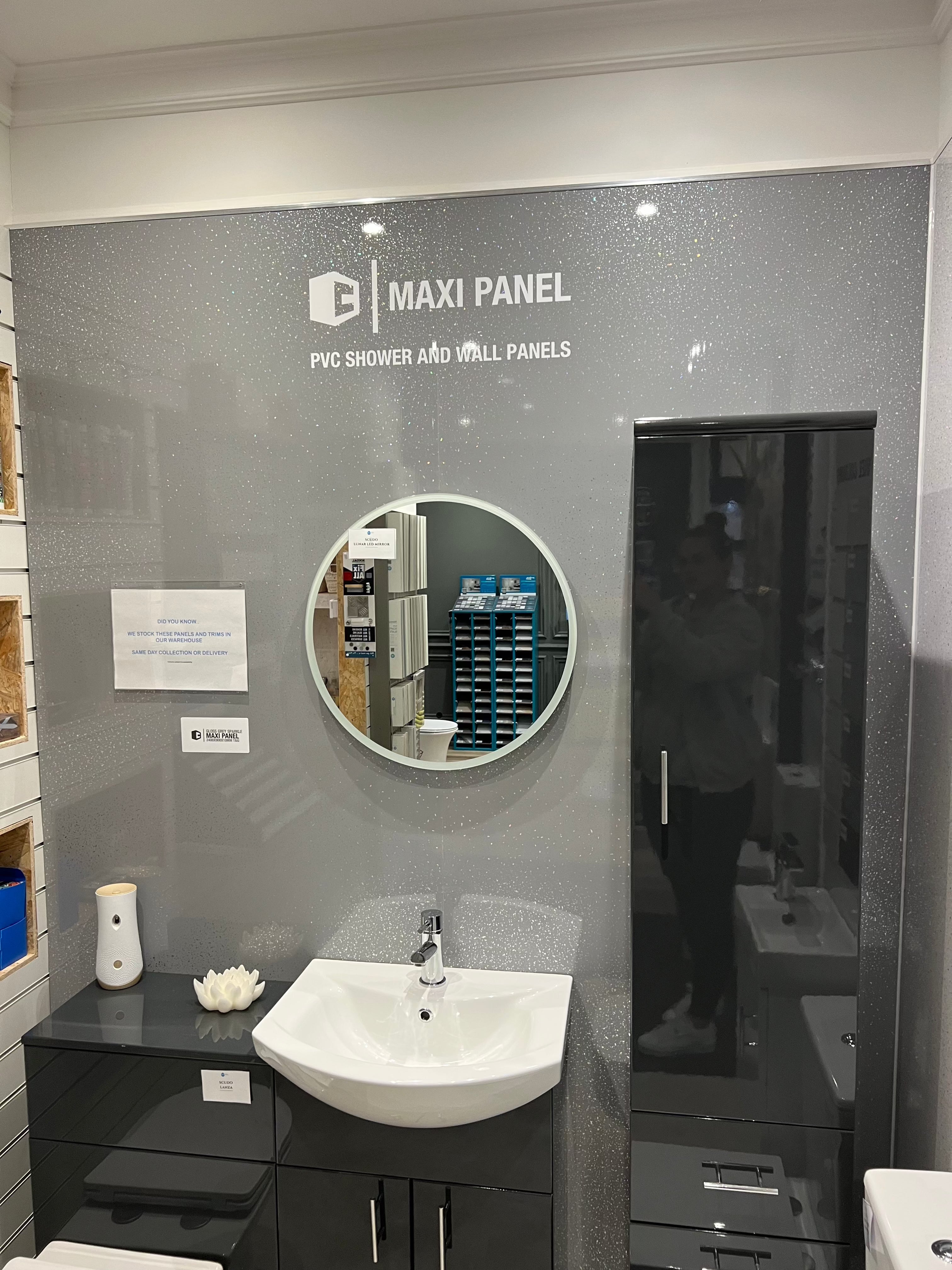 Maxi Shower Panel - Grey Sparkle GLOSS