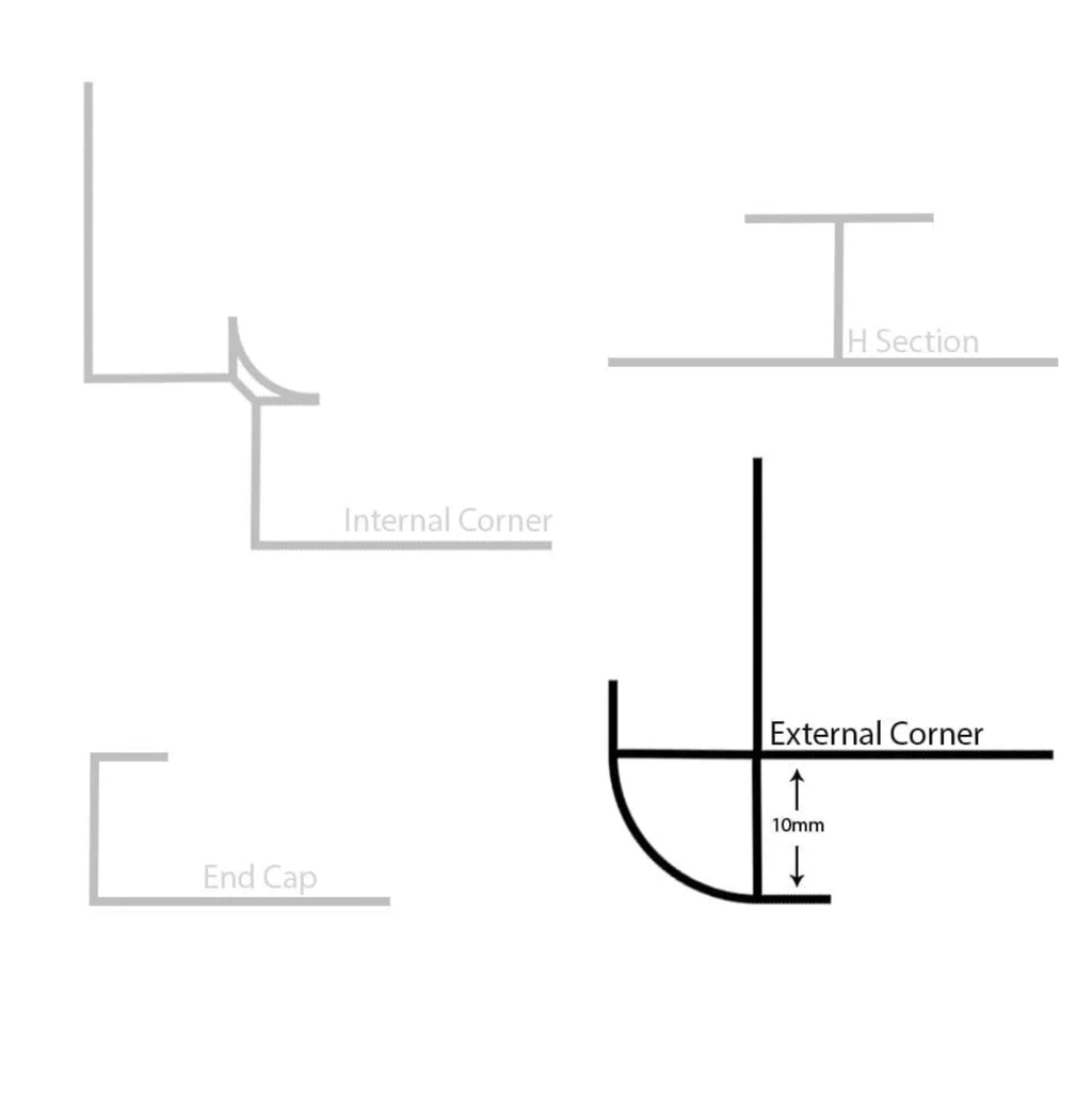 Metal External Corner Trim - Polished Chrome