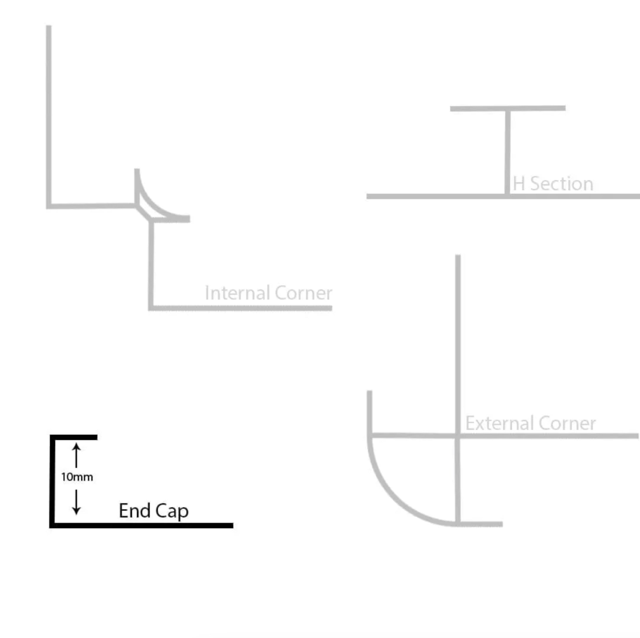 Metal End Profile Trim - Polished Chrome