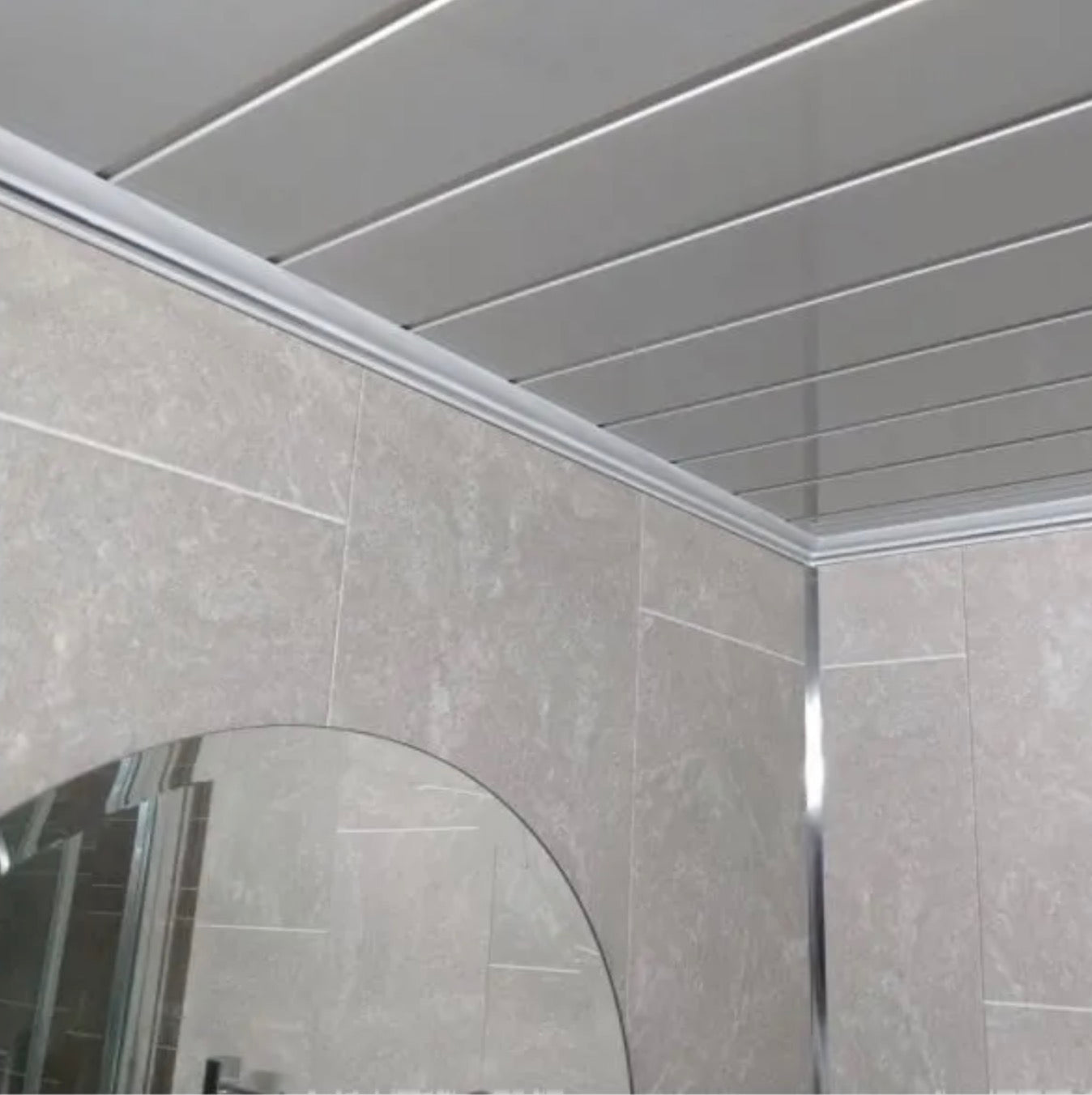 Ceiling Cornice Trim - White With Chrome Strip
