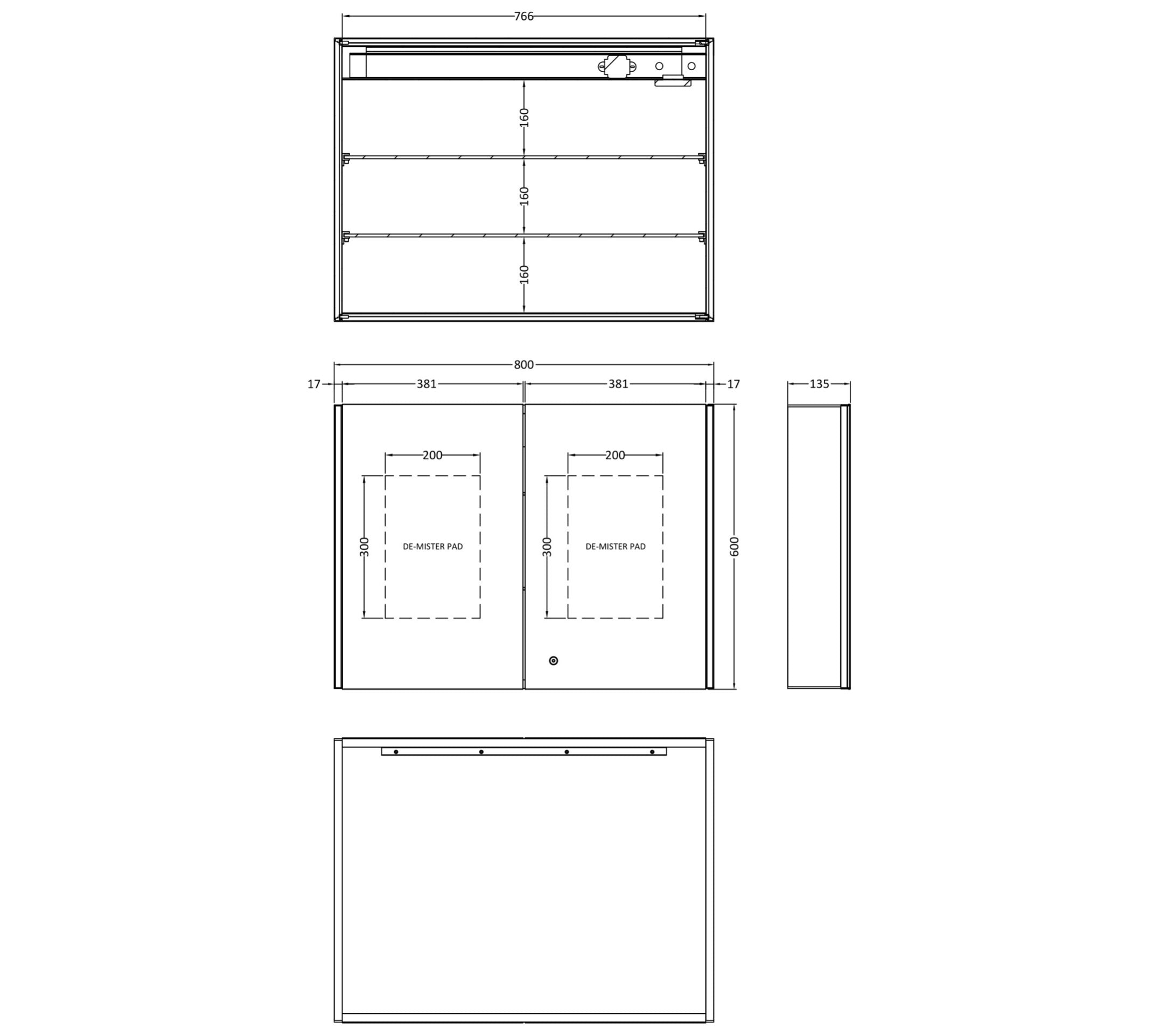 Mirror Cabinets - Leda 600x800