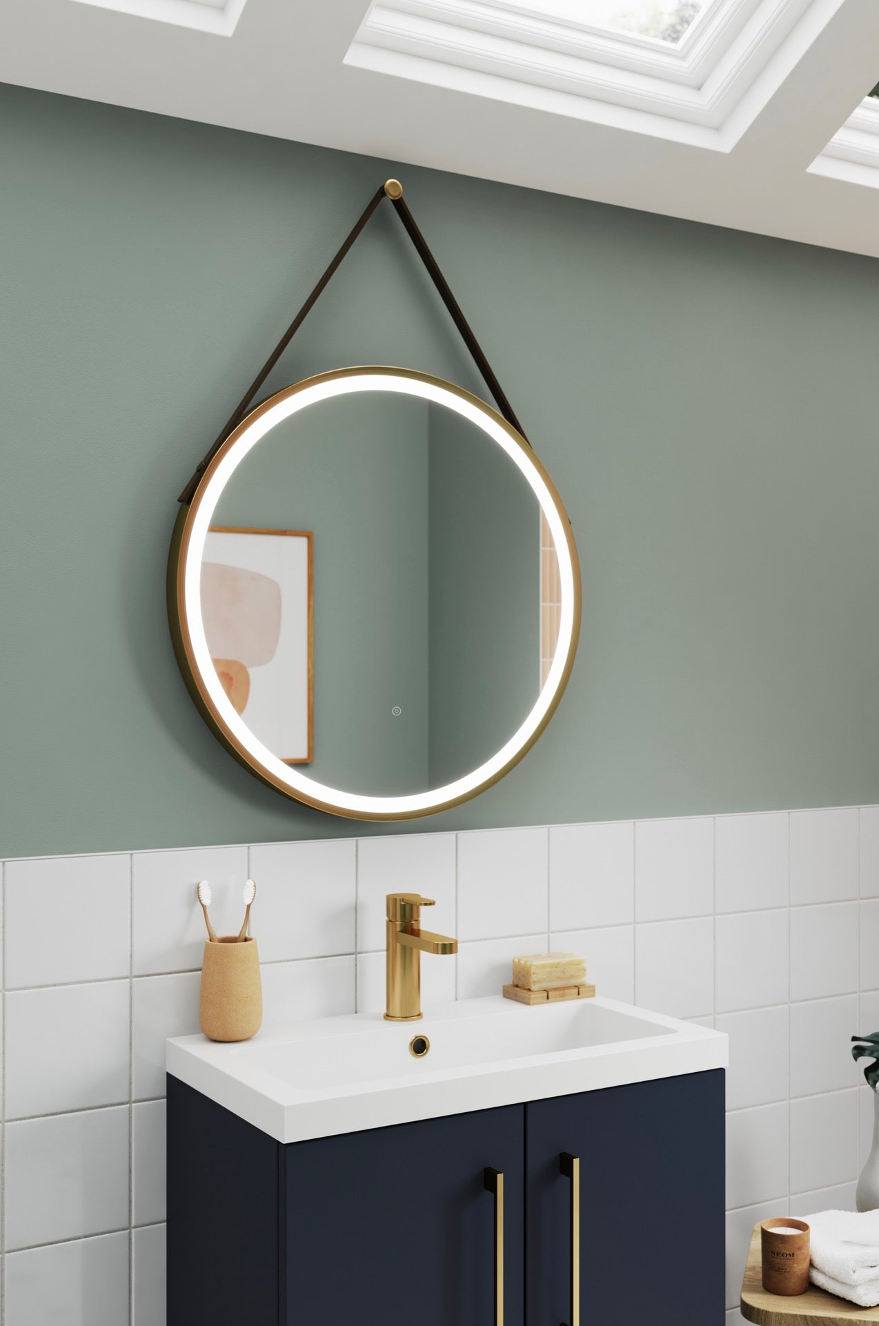 Mirrors - Salana Brushed Brass Round Illuminated 800mm