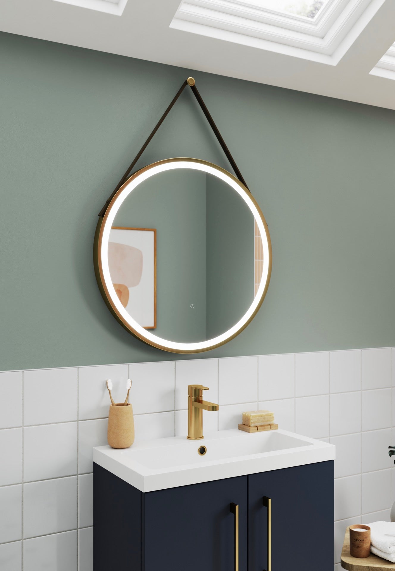 Mirrors - Salana Brushed Brass Round Illuminated 600mm