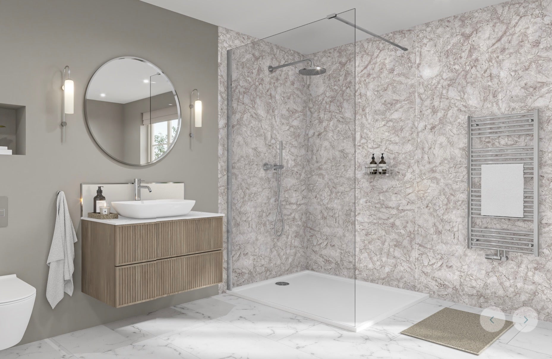 Wetwall Elite Marble Collection - Natural Pietra | Shell