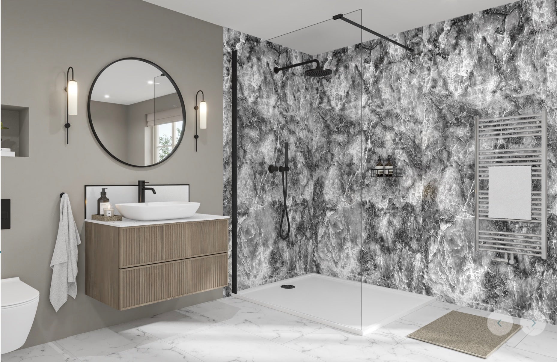 Wetwall Elite Marble Collection - Onyx Grigio | Gloss
