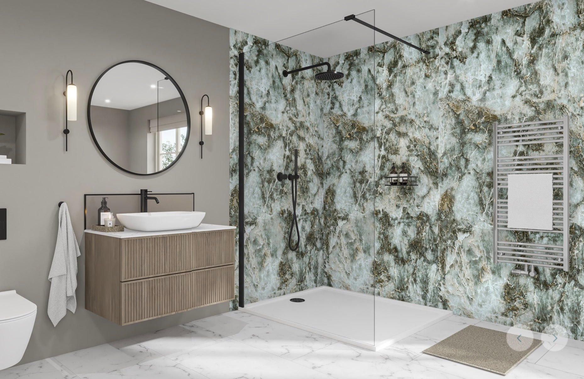 Wetwall Elite Marble Collection - Oynx Verde | Gloss