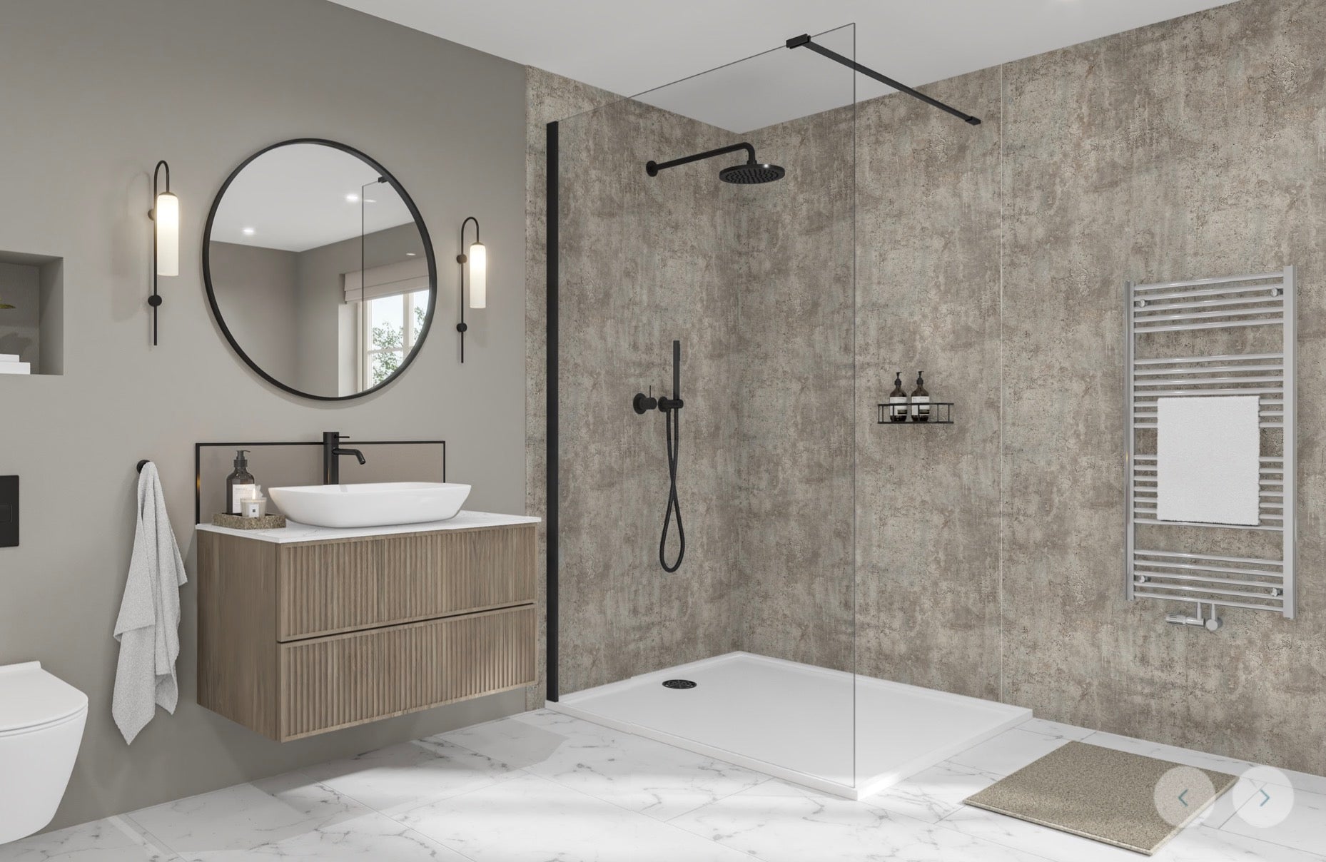 Wetwall Elite Stone & Concrete Collection - Modern Concrete | Matt