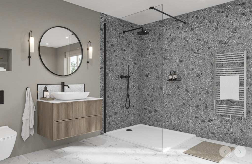 Wetwall Elite Stone & Concrete Collection - Terrazzo Storm | Shell