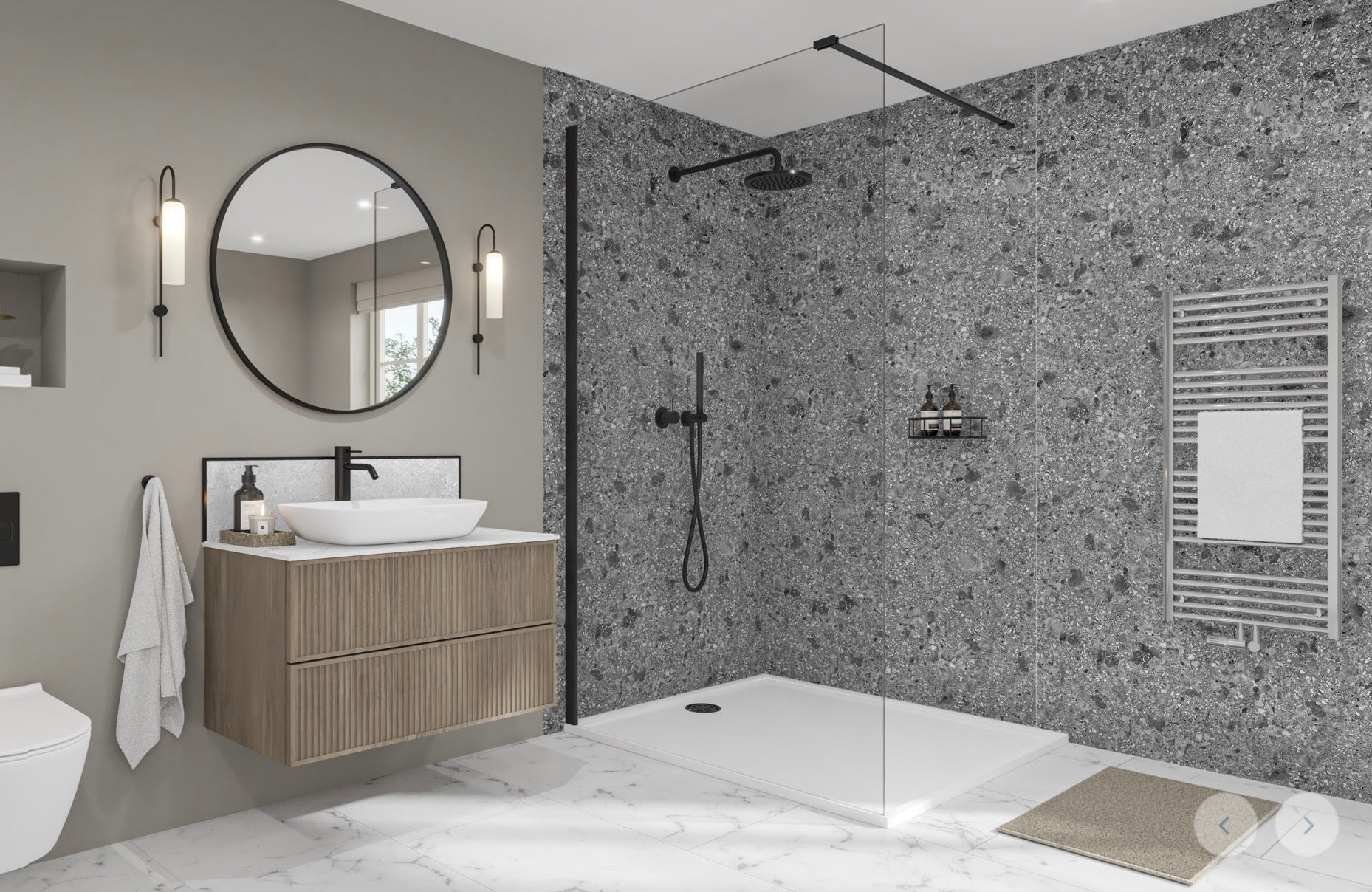 Wetwall Elite Stone & Concrete Collection - Terrazzo Storm | Shell