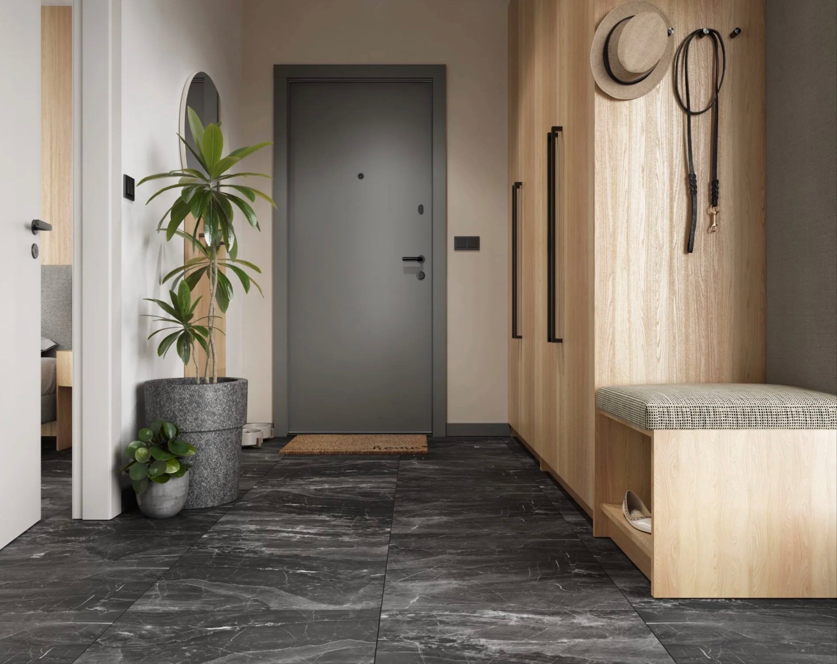 SPC Tile Flooring - Dark Stone