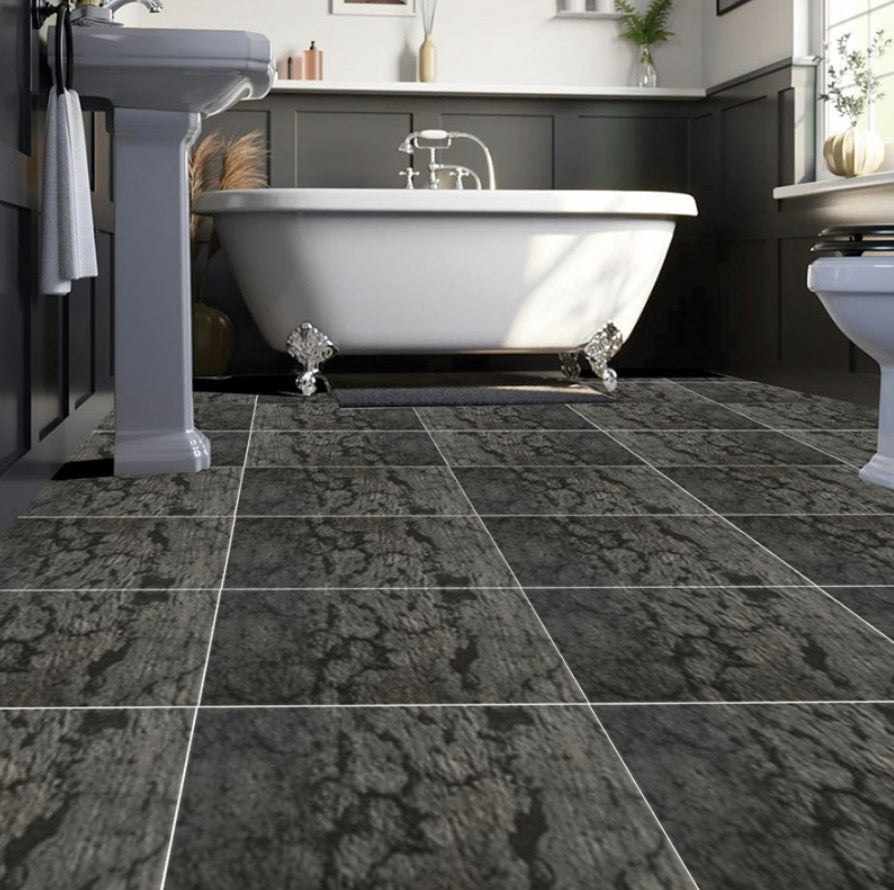 Cladworks Tile Effect Flooring Collection - Anthracite Marble