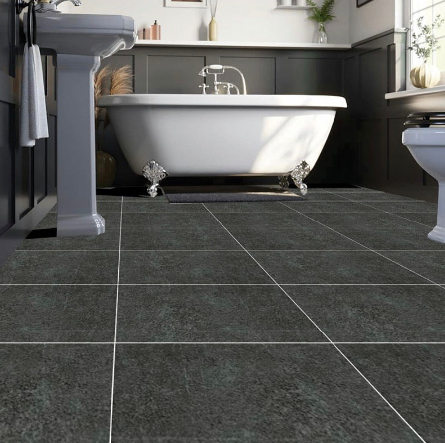 Cladworks Tile Effect Flooring Collection - Dark Grey Stone