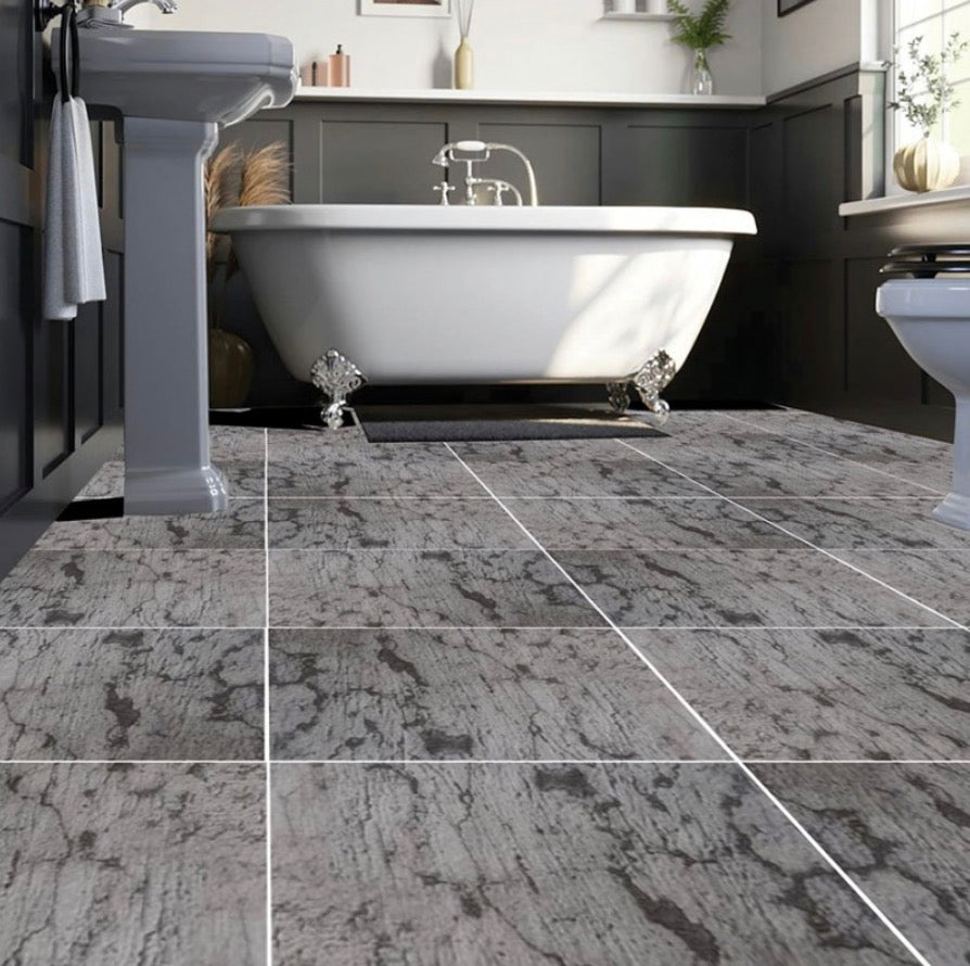 Cladworks Tile Effect Flooring Collection - Grey Marble