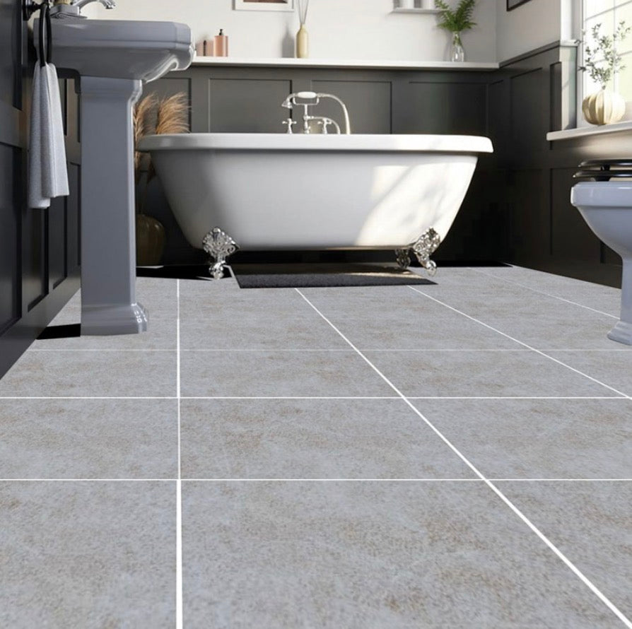 Cladworks Tile Effect Flooring Collection - Light Grey Stone