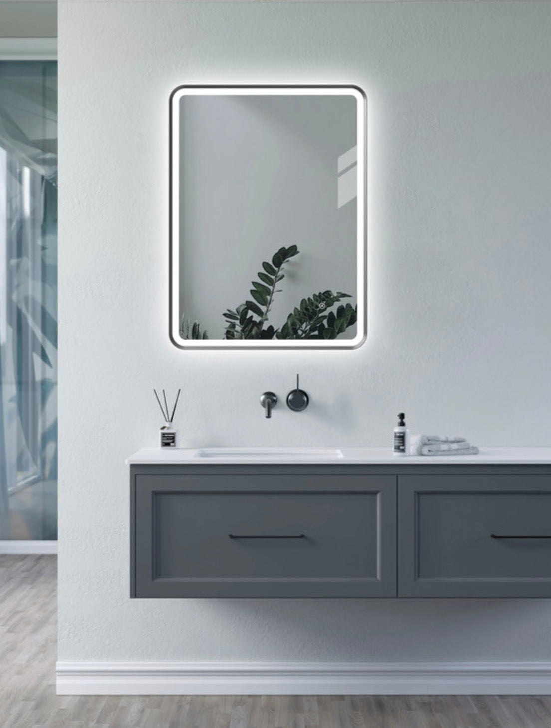 Illuminated Mirrors - Kota 600mm Rectangle Front-Lit LED Mirror