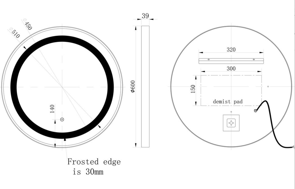 Illuminated Mirrors - Halo 600mm Round Front-Lit LED Mirror