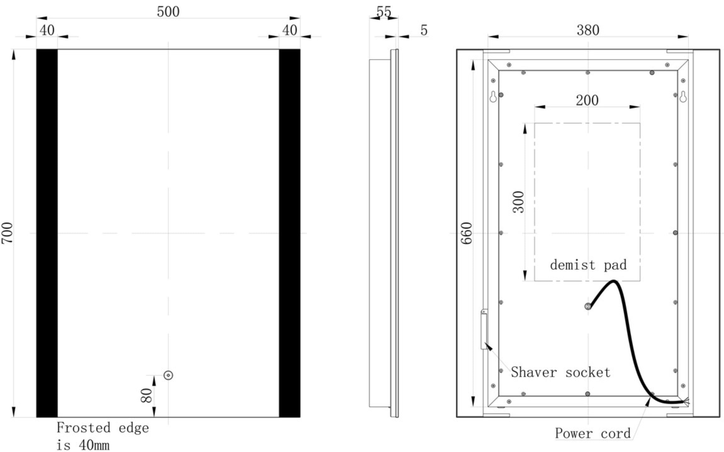 Illuminated Mirrors - Cyra Rectangle Front-Lit LED Mirror