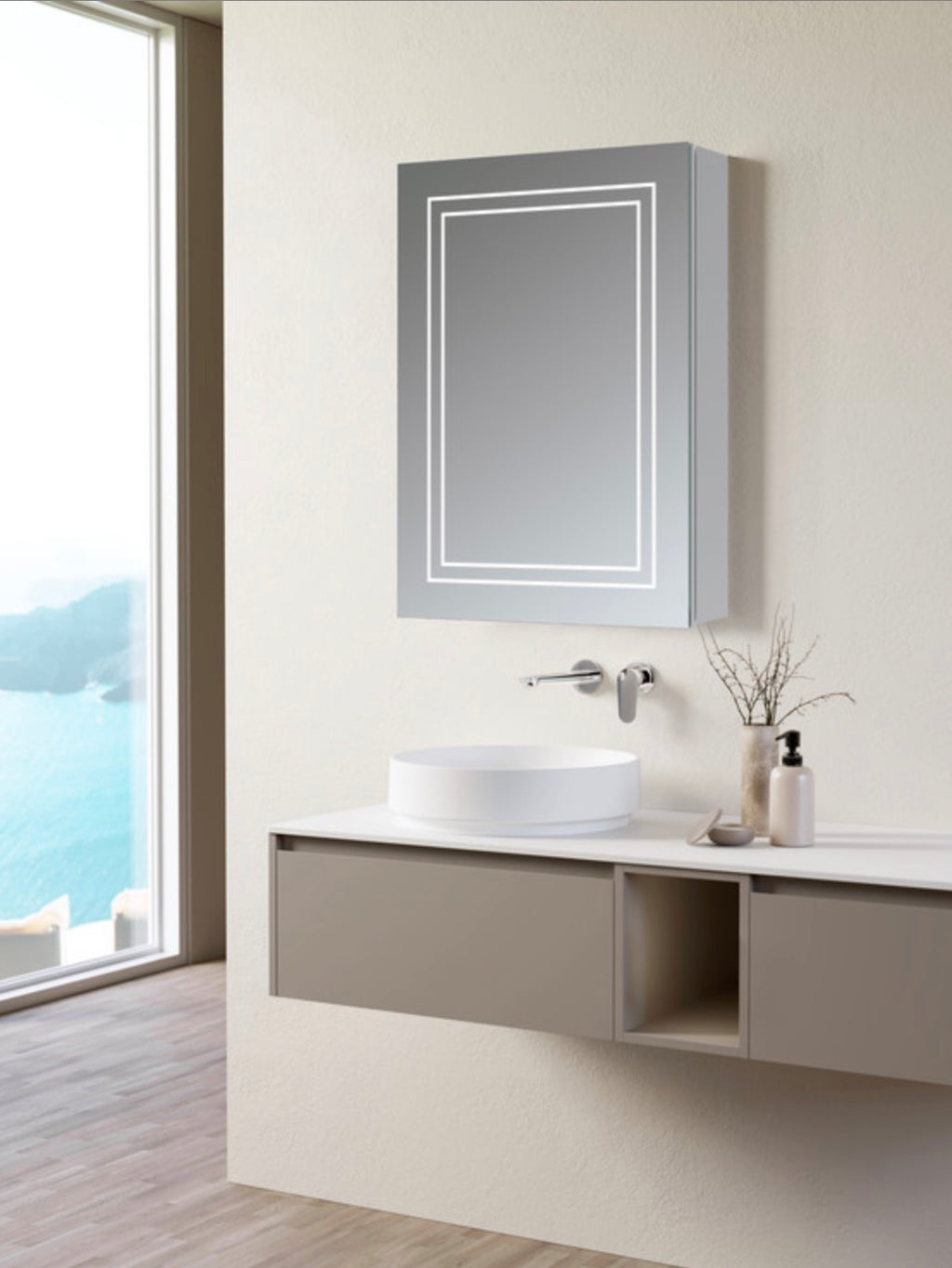 Cabinet Mirrors - Suki 500mm 1 Door Front-Lit LED Mirror Cabinet