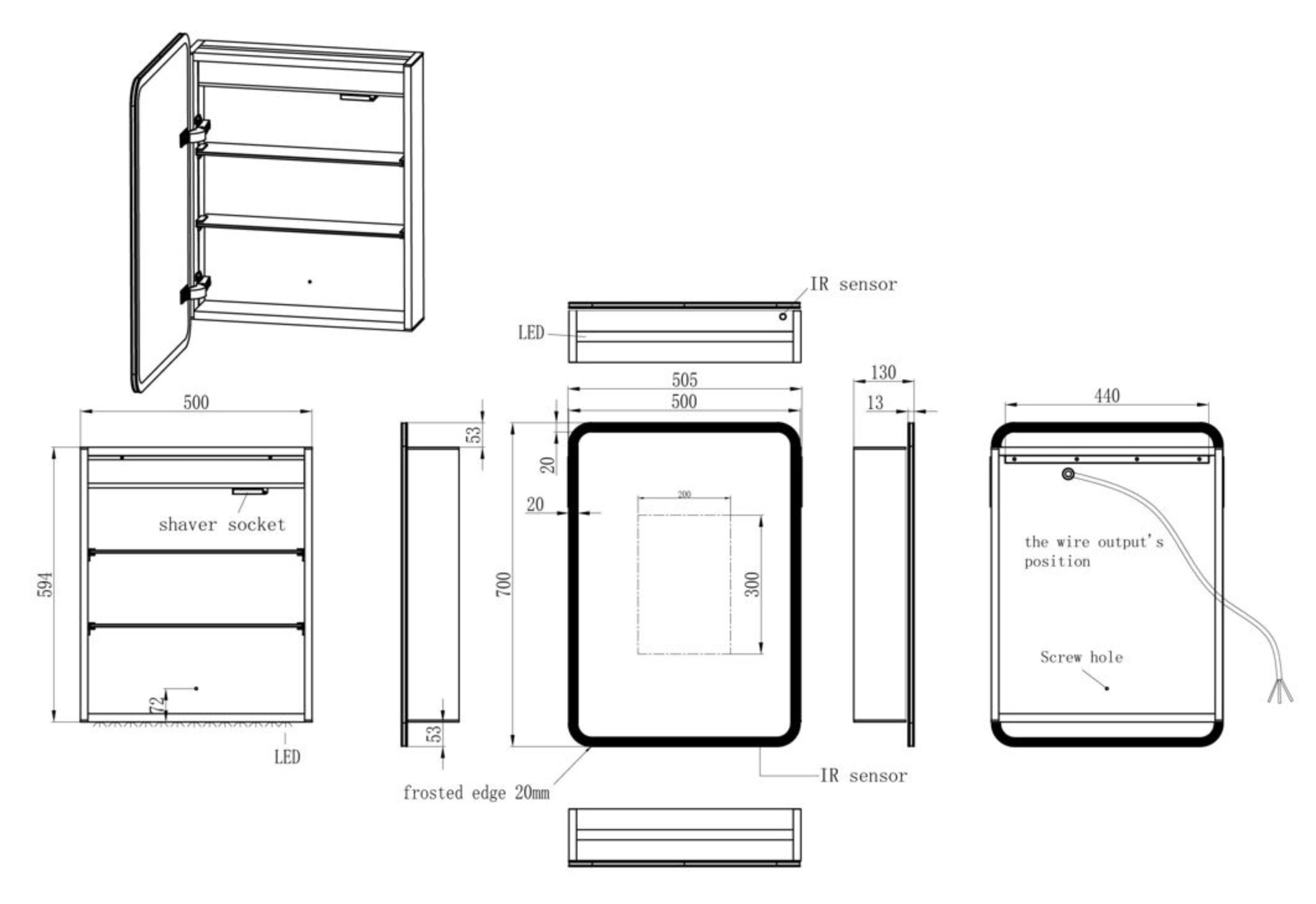 Cabinet Mirrors - Akari 500mm 1 Door LED Mirrored Cabinet