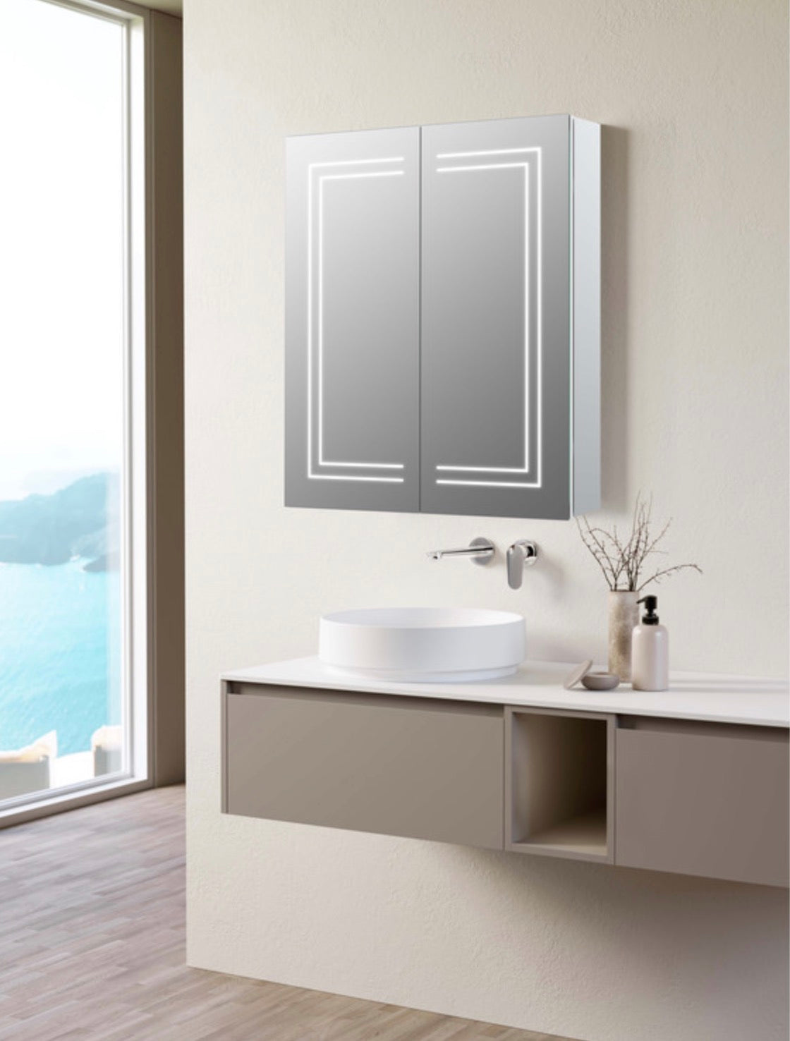 Cabinet Mirrors - Suki 600mm 2 Door Front-Lit LED Mirror Cabinet
