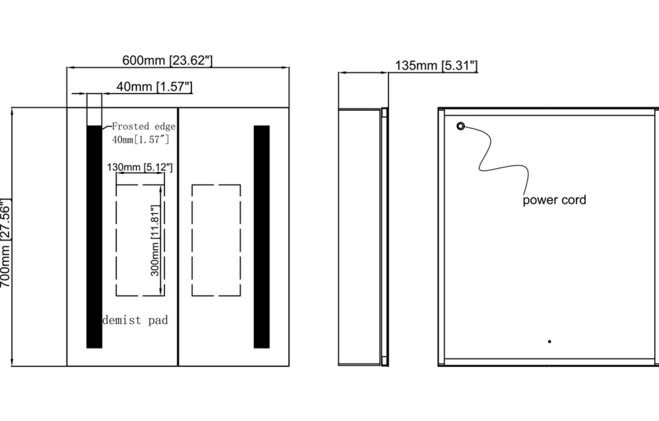Cabinet Mirrors - Sakura 600mm 2 Door Front-Lit LED Mirror Cabinet