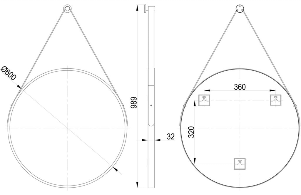 Plain Mirrors - Mako 600mm Round Mirror - Matt Black