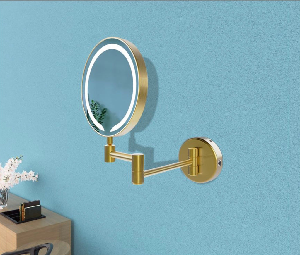 Cosmetic Mirrors - Hoshi Round LED Cosmetic Mirror - Brushed Brass