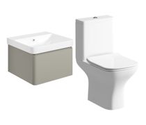Bathroom Bundle | Cosmos 500mm Basin Unit & Rimless Close Coupled WC Pack - Matt Latte