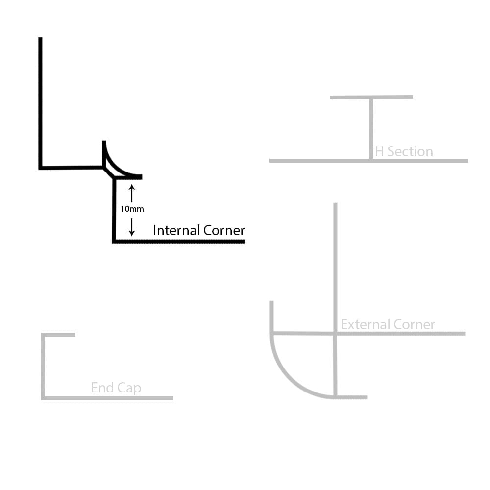 Maxi Shower Panel Plastic Trims - 10.5mm Black Internal Corner