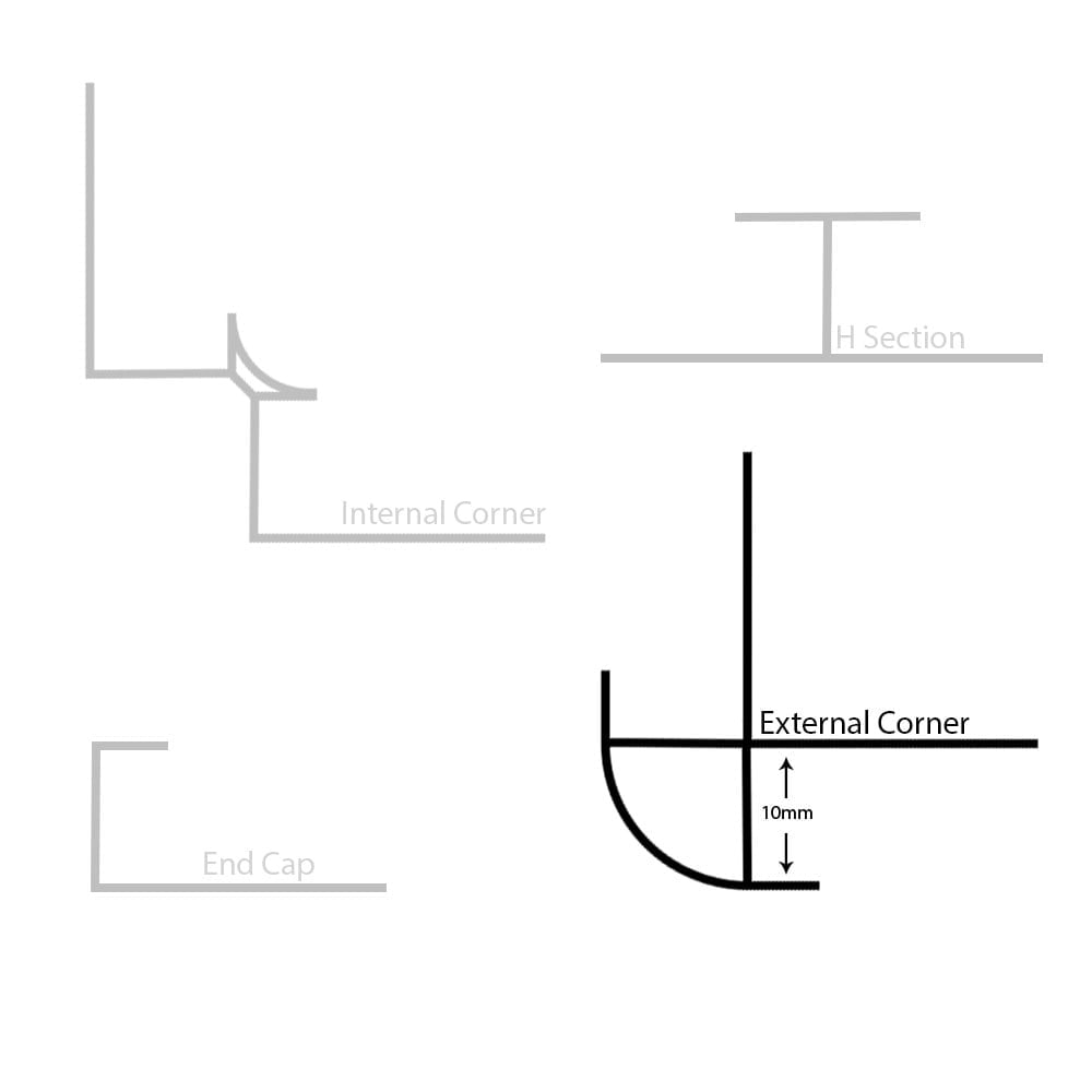 Maxi Shower Panel Plastic Trims - 10.5mm Chrome External Corner