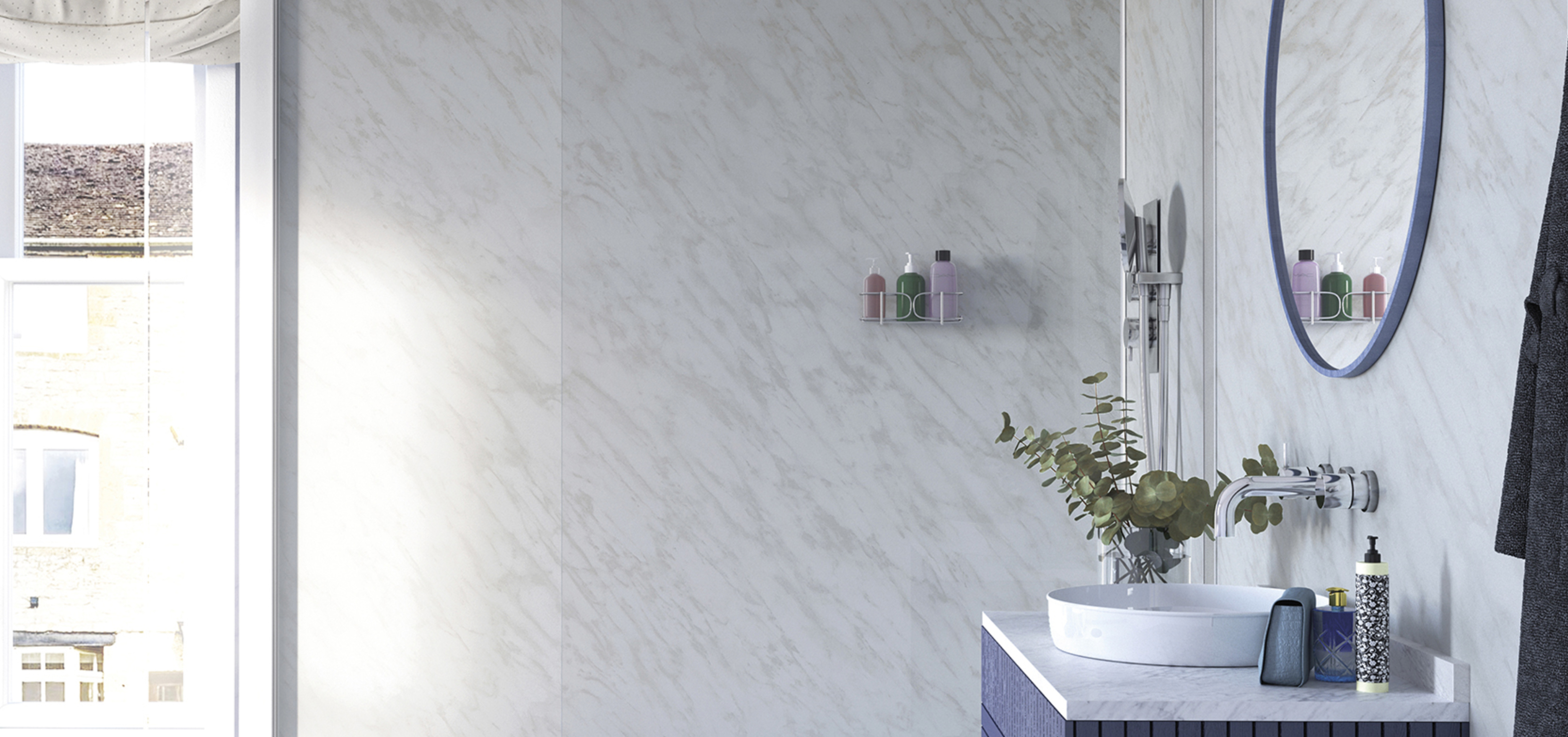 Showerwall Laminate Marble Collection - Carrara Marble