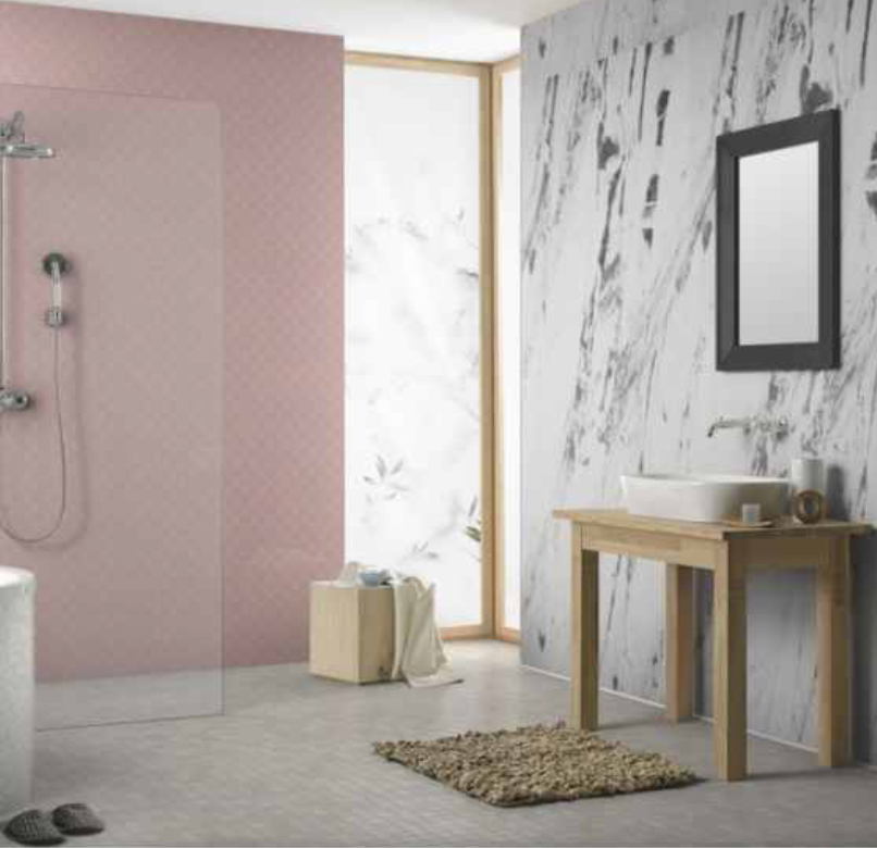 Showerwall Acrylic Patterns & Tiles Collection - Scallop Blush