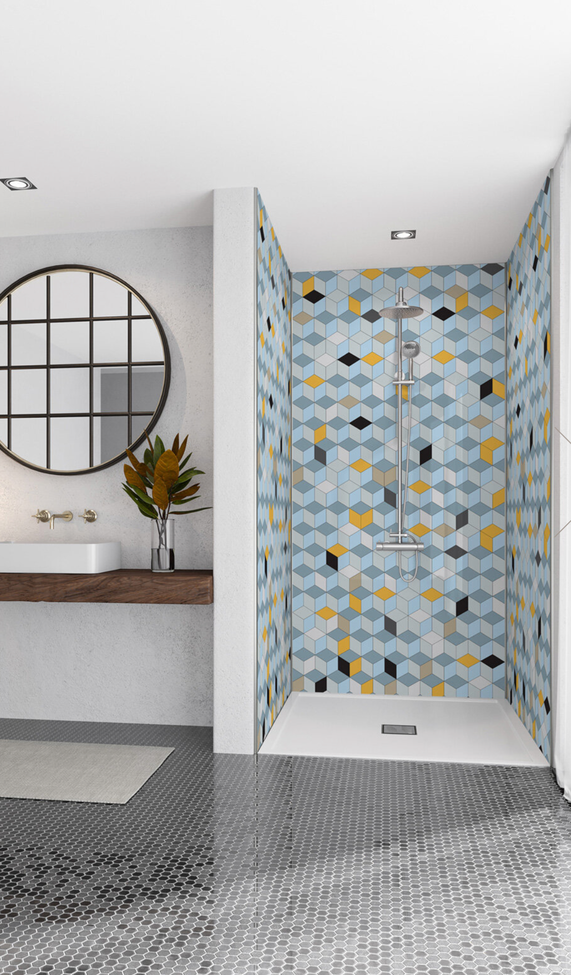 Wetwall Acrylic Patterns Shower Panels - Cubics/Cubes