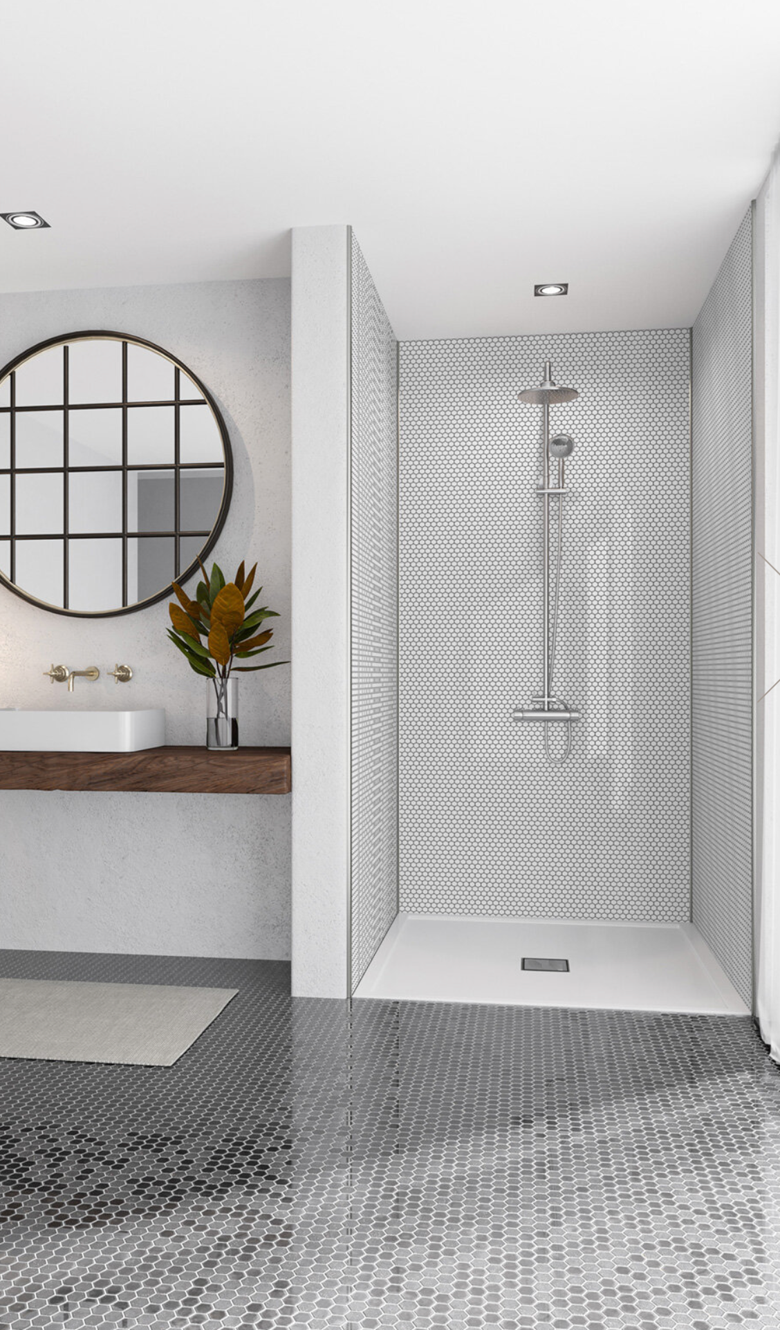 Wetwall Acrylic Patterns Shower Panels - Mosaics/Hexagon