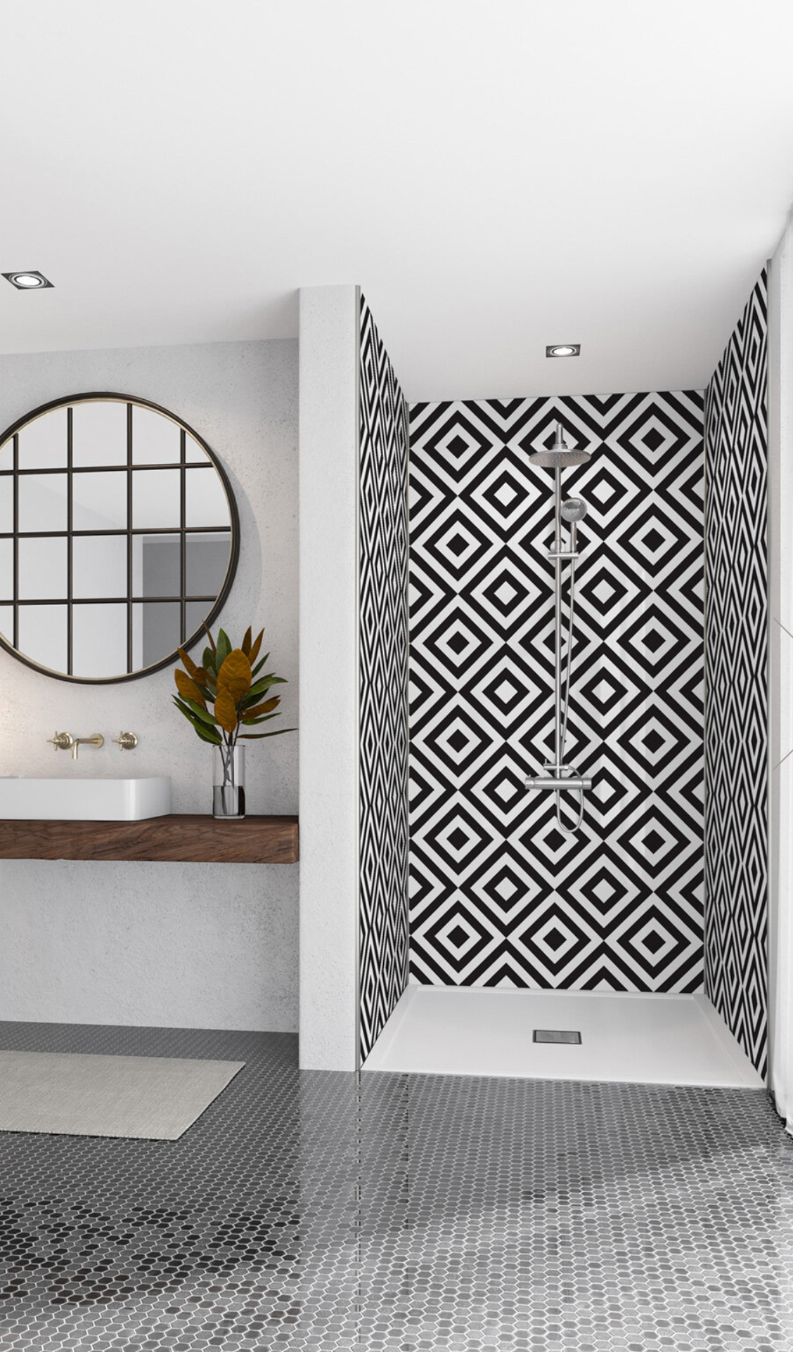 Wetwall Acrylic Patterns Shower Panels - Squares/Diamond