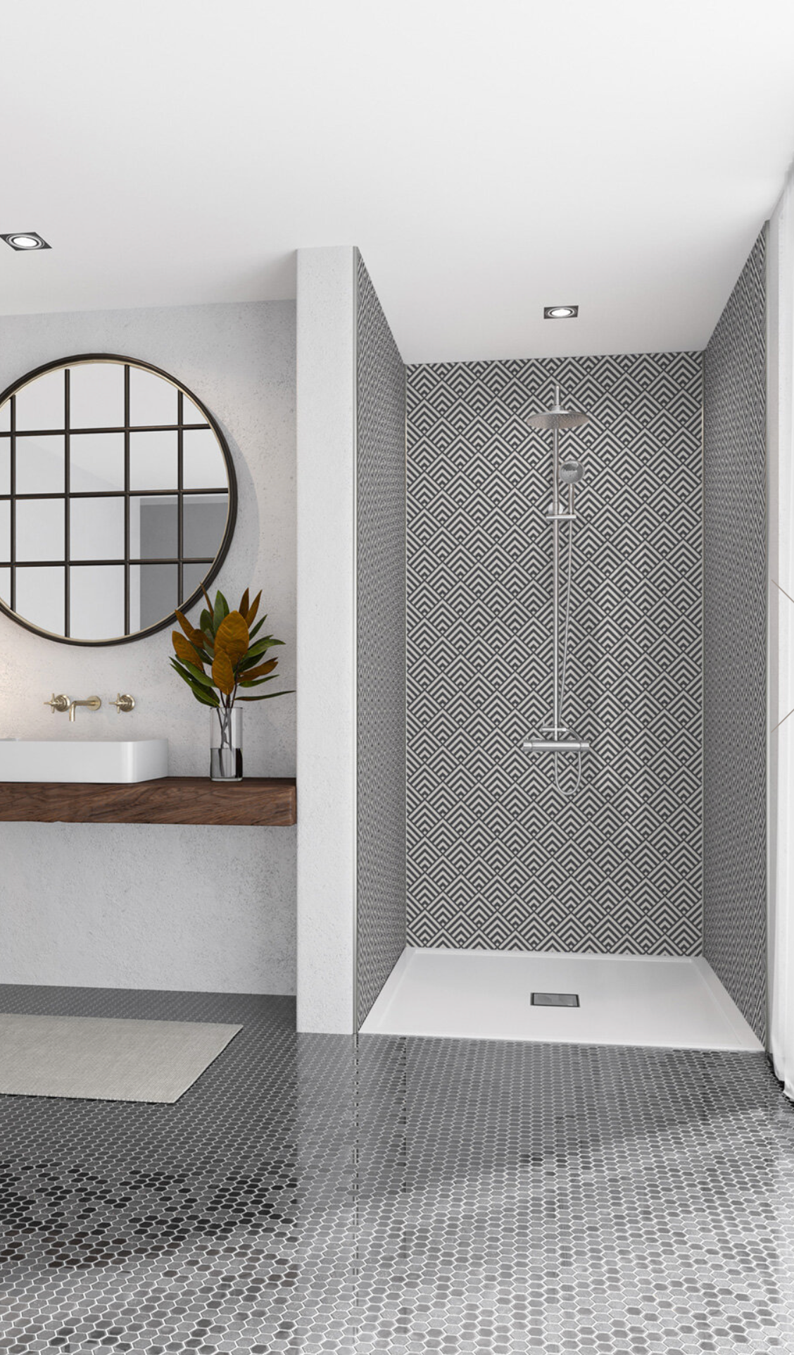Wetwall Acrylic Patterns Shower Panels - Tiles/Pyramid