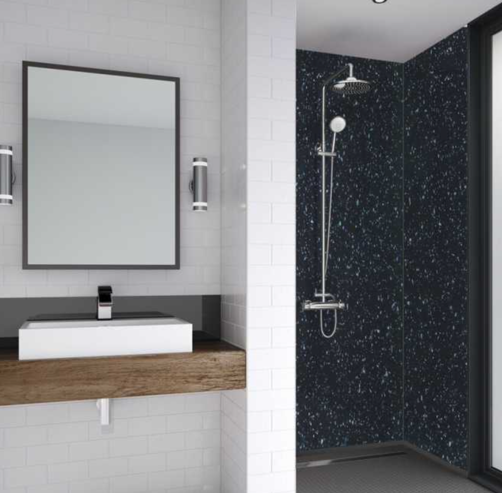 Mermaid/Wetwall Timeless Trade Shower Panels - Graphite Sparkle
