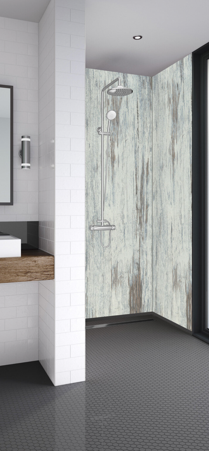 Mermaid Timeless Trade Shower Panels - Painted Wood