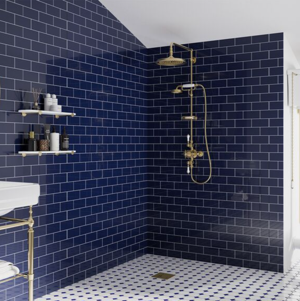 Showerwall Acrylic Patterns & Tiles Collection - Subway Navy