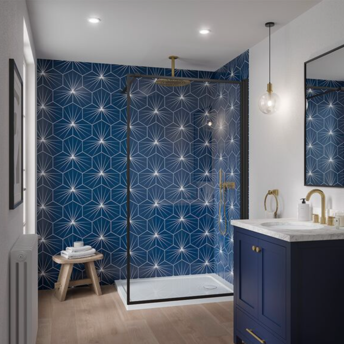 Showerwall Acrylic Patterns & Tiles Collection - Starlight Sapphire